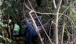 Idoso de 77 anos fica ferido após carro sair da pista e bater em árvore