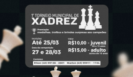 Dionísio Cerqueira promove 1º Torneio Municipal de Xadrez nos dias 27 e 28 de março