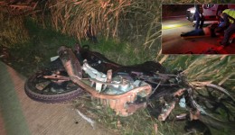 Motociclista fica gravemente ferido após colisão entre carro e moto na BR-163