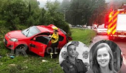 Bombeiro militar do Oeste e namorada morrem em grave acidente na BR-282