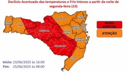 Defesa Civil emite alerta vermelho para o frio intenso
