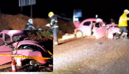 Colisão entre Fusca e Fiat Strada deixa motorista morto