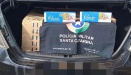 Veículo de Saltinho é flagrado com carga de cigarros contrabandeados na SC-305