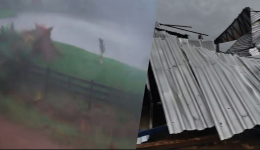Forte temporal provoca estragos e derruba estrutura de galpão em Dionísio Cerqueira