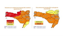 Defesa Civil mantém alerta para temporais com granizo, vendavais, chuva intensa e volumosa