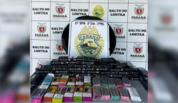 PM e Receita Federal apreendem cigarros eletrônicos em veículo