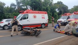 Colisão envolve duas motocicletas na PR-180 e dois os condutores ficam feridos