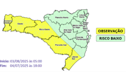 Defesa Civil alerta para temporais entre domingo e segunda-feira em SC