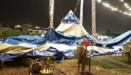 Temporal destelha residências, derruba árvores e lona de circo em Chapecó