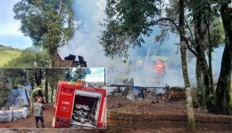 Incêndio destrói casa e deixa morador ferido