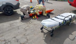 Motociclista fica ferido após colidir com camionete no Bairro São Cristóvão