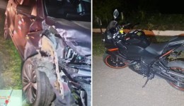 Carro bate em outro veículo ao tentar desviar de motociclista caída na PR-151