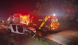 Colisão frontal entre Veloster e Gol deixa mulher gravemente ferida entre Dois Vizinhos e Verê