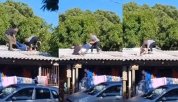 Policiais e suspeito caem de telhado durante perseguição após confronto