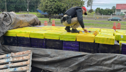 PMPR apreende 3 toneladas de maconha ao suspeitar de caminhão com placa suja de barro