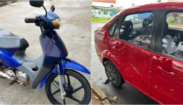 Acidente entre moto e carro mobiliza o SAMU