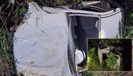 Saída de pista seguida de capotamento deixa dois feridos na BR-163