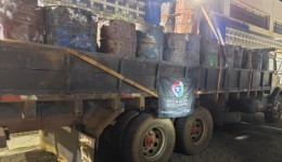 Polícia apreende caminhão com 10 toneladas de resina de pinos