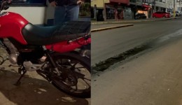 Óleo na pista provoca queda de motociclista e choque contra caminhão