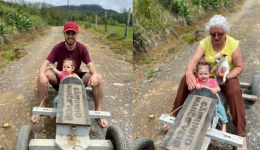‘Taca-le pau, Marco Véio’: protagonista de meme recria descida com filha dez anos após viralizar