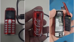 Minicelular em formato de lata de refrigerante é apreendido em presídio de MT