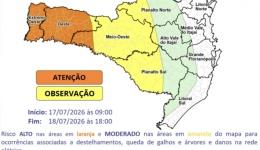 Inmet emite alerta de perigo para vendaval em SC e outros 5 estados; rajadas podem chegar a 100 km/h