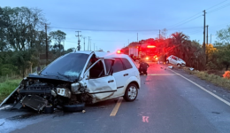 Mulher morre e outras três ficam feridas em acidente na SC-480 em Bom Jesus do Oeste