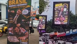 Painéis com montagem de Bolsonaro agredindo jogador paraguaio são desativados após polêmica