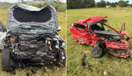 Motorista morre em grave acidente que destruiu dois carros no Sul de SC