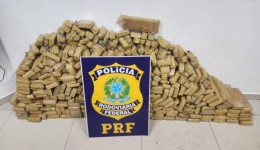PRF encontra mais de 200 kg de maconha em caminhonete abandonada após incêndio na BR-163