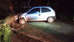 Mulher fica ferida após colidir carro em árvore no centro