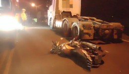 Motociclista fica ferido após se envolver em colisão com cavalo mecânico