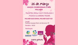 Município promove palestra show especial em comemoração ao Mês da Mulher