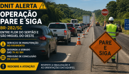 BR-282 – DNIT alerta para operação Pare e Siga entre Flor do Sertão e São Miguel do Oeste