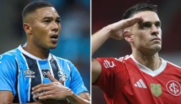 Carlos Vinícius x Borré: em alta, centroavantes de Grêmio Foot-Ball Porto Alegrense e Sport Club Internacional travam duelo à parte no Gre-Nal