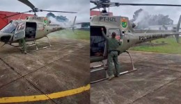 Helicóptero da PM faz pouso imediato em Lages após pane