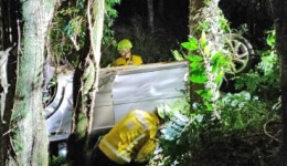 Capotamento durante a madrugada deixa três mulheres feridas na SC-283