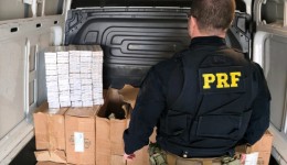 PRF apreende 12,5 mil maços de cigarros contrabandeados e R$ 88 mil em abordagem