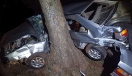 Jovens ficam gravemente feridos após carro sair da pista e bater contra árvore na SC-160