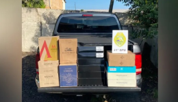 PM e Receita Federal apreendem caminhonete carregada com vinhos de origem Argentina