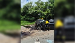 Acidente grave com óbito na BR-163 envolve dois carros e uma carreta entre Guaraciaba e São José do Cedro