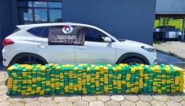 Mais de meia tonelada de maconha é apreendida em automóvel furtado