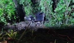 Motorista é resgatado após saída de pista e queda em ribanceira na BR-158