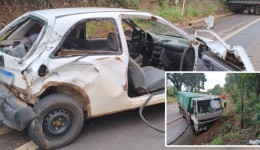 Colisão entre carro e caminhão deixa um ferido na BR-158