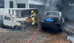 Incêndio destrói carro nos fundos de residência