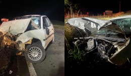 Veículos colidem frontalmente na BR-163