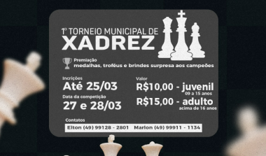 Dionísio Cerqueira promove 1º Torneio Municipal de Xadrez nos dias 27 e 28 de março