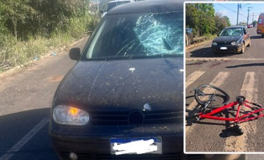 Menino de 12 anos fica ferido após colisão entre bicicleta e carro