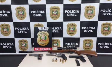 Homem é indiciado e armas de fogo são apreendidas em investigação que apura caso de violência contra os pais idosos