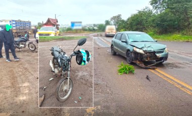 Motociclista fica gravemente ferido após colisão com carro na SC-163